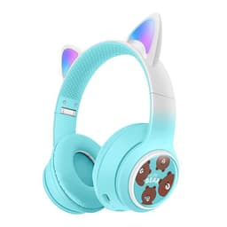 Trådløse On-Ear Hovedtelefoner Glødende Katteøre Bluetooth Gaming Headset - Blå