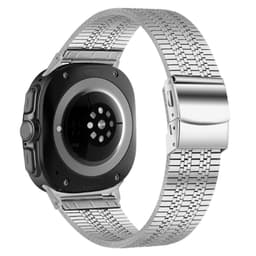 Premium rustfritt stålrem med fem perler og skilpaddespenne for kompatibel med Samsung Galaxy Watch 8/Ultra/Ultra 2 Sølv