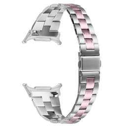 Slank urrem i rustfrit stål med tre perler, kompatibel med Samsung Galaxy Watch 8 Lyserød
