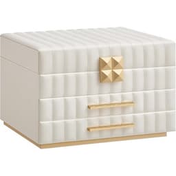 Smykkeskrin med speil og 2 skuffer - Hvit/Gull