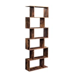 Moderne Bokhylle i Rustikk Design - 6 Nivåer, Robust og Stabil, Brun