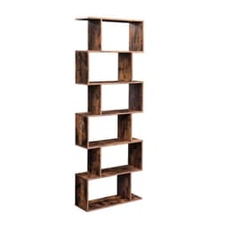 Moderne Bokhylle i Rustikk Design - 6 Nivåer, Robust og Stabil, Brun