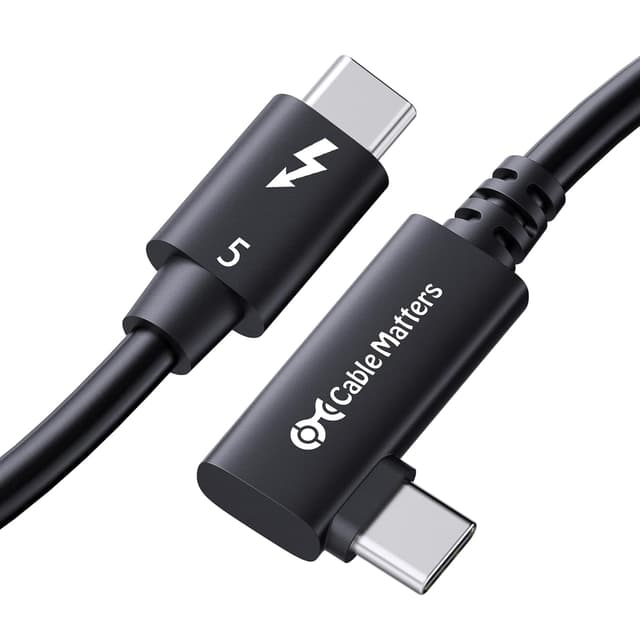Cable Matters Intel Certifierad 80G Thunderbolt 5 Kabel med vinklad kontakt 240W laddningskapacitet - 0,8m, Kompatibel med Thunderbolt 4, USB4 och USB-C