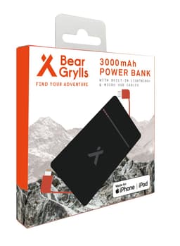 Bear Grylls 3000mAh Power Bank with Built-in Lightning & Micro USB Cable