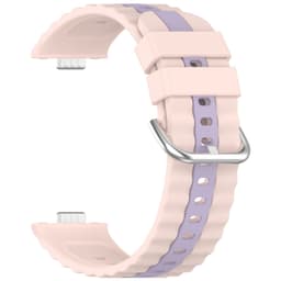 Silikone rem med dobbelt farve og lodrette striber kompatibel med Huawei Watch Fit 4, Fit 4 Pro, Fit 3 Lyserød