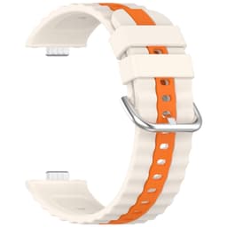 Klockarmband Vertical kompatibelt med Huawei Watch Fit 4, Fit 4 Pro, Fit 3 White+Orange