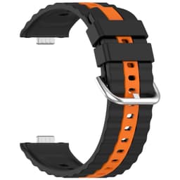 Silikonrem med vertikale striper og to farger kompatibel med Huawei Watch Fit 4, Fit 4 Pro, Fit 3 Svart oransje