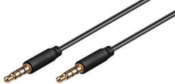 Ljudanslutningskabel AUX, 3,5 mm stereo 4-stift, smal, CU