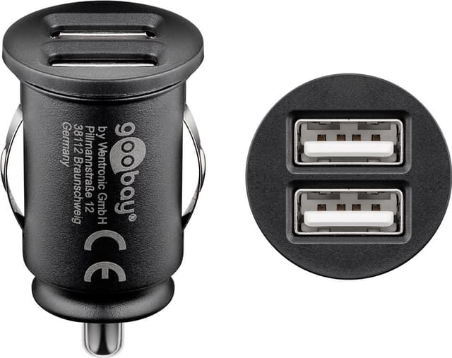 Dubbel USB-bilsladdare (12 W)