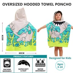 Hood Cape Kylpypyyhe Kylpytakki Poncho, 60x60cm - Shark