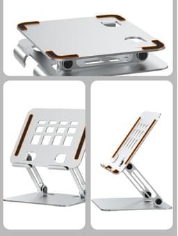 360° roterende nettbrettstativ i aluminiumslegering for 4-12,8 tommers enheter Sølv