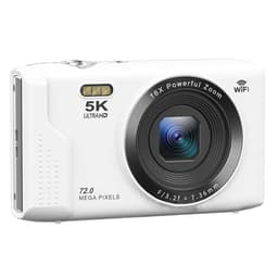 5K HD Kompaktkamera - 72MP, 16x Zoom, LED-lys, WiFi Hvit