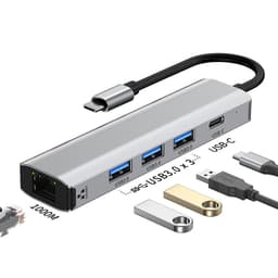 5-i-1 Gigabit-dockingstation med Ethernet, USB 3.0-hub