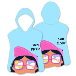 Hood Cape Badehåndklæde Badekåbe Poncho, 60x60cm - Glasses Girl / Blue