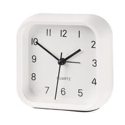 Batteridrevet analogt vækkeur Glocube - hvid