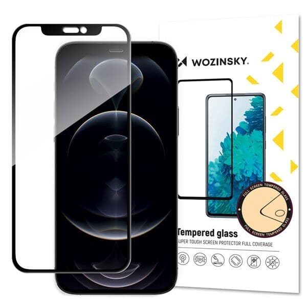 Wozinsky Full Screen Skärmskydd med svart ram till iPhone 16e / iPhone 14 / iPhone 13 Pro / iPhone 13