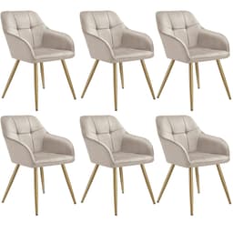 tectake Stol Marilyn i sammet, vadderad 6-pack