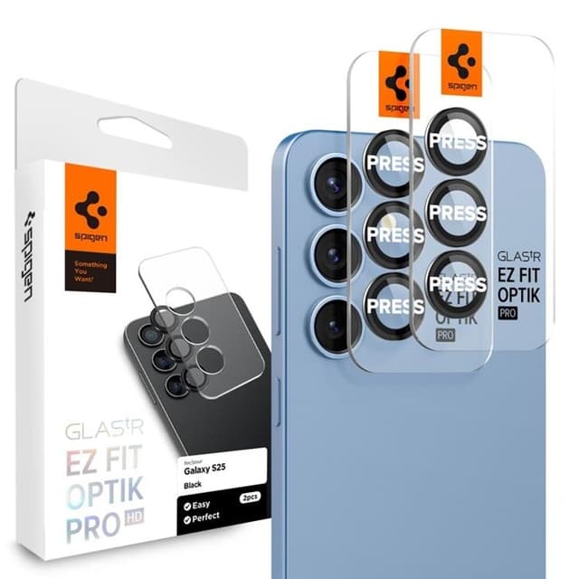 [2-Pack] Spigen Galaxy S25 Kameralinsskydd Härdat glas EZ Fit