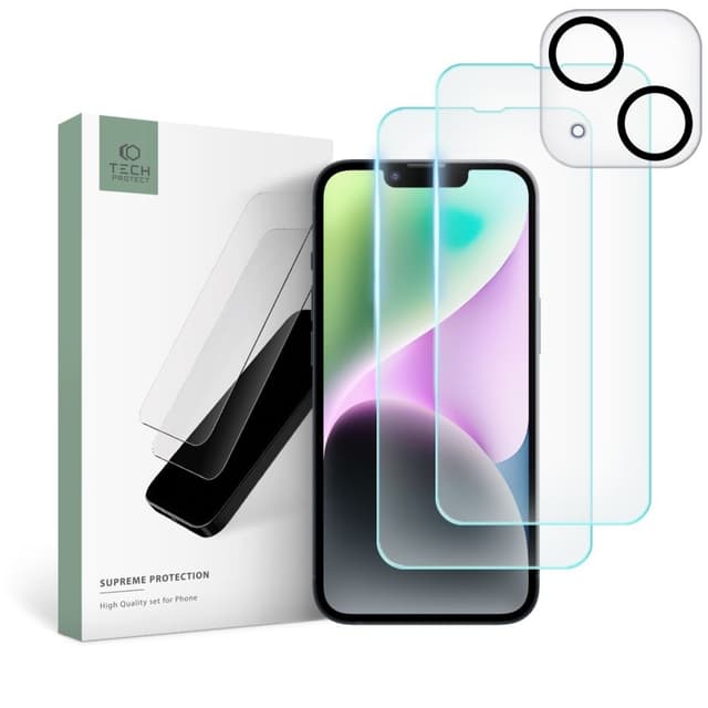 Tech-Protect [2-Pack] iPhone 14 Härdat glas + [1-Pack] Kameralinsskydd