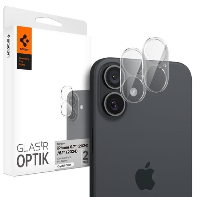 [2-Pack] Spigen iPhone 16/16 Plus Kameralinsskydd Härdat glas Optik Pro - Clear