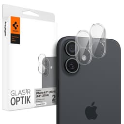 [2-Pack] Spigen iPhone 16/16 Plus Kameralinsskydd Härdat glas Optik Pro - Clear