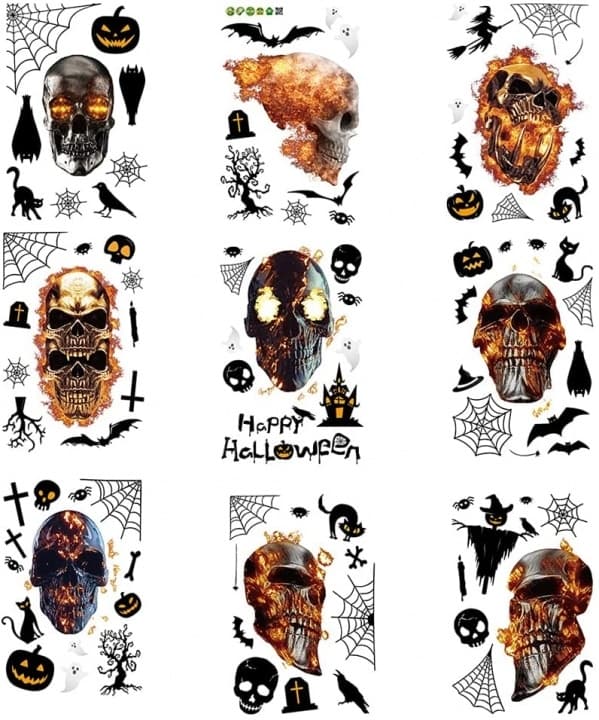 Fleksible vægdekorationer med halloweenmotiver, 30x20