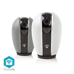 Nedis SmartLife Inomhus Kamera | Full HD 1080p | Panorera lutning | microSD (ingår inte) / Molnlagring (tillval) | Nattsikt | Mörkgrå / Vit