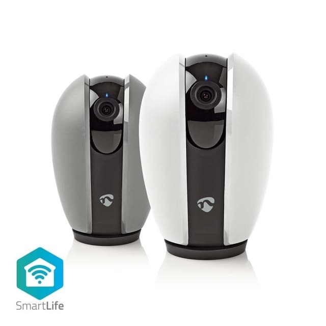 Nedis SmartLife Inomhus Kamera | Full HD 1080p | Panorera lutning | microSD (ingår inte) / Molnlagring (tillval) | Nattsikt | Mörkgrå / Vit