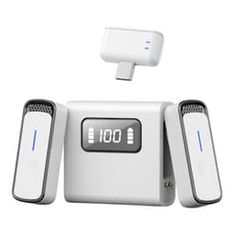 USB-C Langaton Lavalier Melunvaimennus 2 Mikrofonilla Latauskotelo Valkoinen+Musta