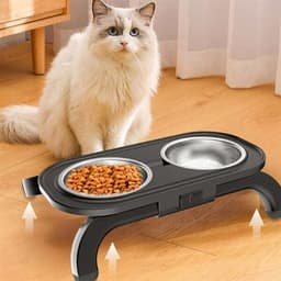 Korotettu ruokakuppi kissoille säädettävällä korkeudella