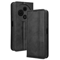 Til TCL 605 4G / 60 SE Etui Pung Stativ Retro Tekstur Telefoncover - Sort