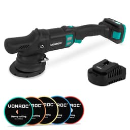 VONROC Polermaskine 20V | PRO| Ø125mm | Dual Action  | 7 Hastigheder | Børsteløs Motor | Inkl. 2.0Ah Akku og oplader