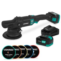 VONROC Polermaskine 20V | PRO | Ø150mm | Dual Action  | 7 Hastigheder | Børsteløs Motor | Inkl. 2x 4.0Ah Akku og oplader