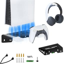 IPLAY For Sony PS5 Slim / Playstation 5 Veggmontert lagringsstativ-kontroller Ladestasjon Headsetholder