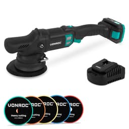 VONROC Polermaskine 20V | PRO | Ø150mm | Dual Action  | 7 Hastigheder | Børsteløs Motor | Inkl. 2.0Ah Akku og oplader