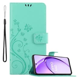 Oppo A40 Pungetui Cover Blomster (Turkis)