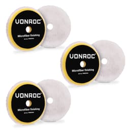 VONROC Polerpuder Ø125mm – Mikrofiber | Til Fin Finish og Glans | Til DA & Rotary Polermaskiner | Universel | Sæt á 3 stk