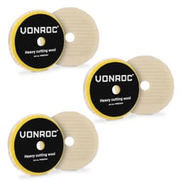 VONROC Polerpuder Ø125mm – Uld | Kraftige Polerpuder til Grov Lakreparation | Til DA & Rotary Polermaskiner | Universel | Sæt á 3 stk