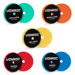 VONROC Polerpuder til Dual Action Polermaskiner |  Ø150mm | Til Grov Polering, Fin Finish og Glans | Universel | Sæt med 5