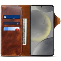 Denior lompakkokotelo nahkaa Samsung Galaxy S25 FE - Ruskea