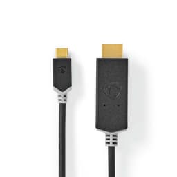 Nedis USB-CAdapter | USB 3.2 Gen 1 | USB-CHan | HDMIStik | 4K@60Hz | 1.00 m | Runde | Guldplateret | PVC | Antracit | Box