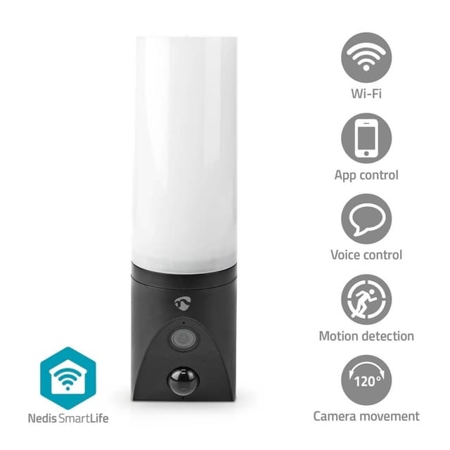 Nedis SmartLife udendørskamera | Omgivende lys | Full HD 1080p | Pan tilt | IP65 | Cloud Storage (mulighed) / microSD (ikke inkluderet) / Onvif | 100 - 240 V AC | Bevægelse Sensor | Nattesyn | Sort