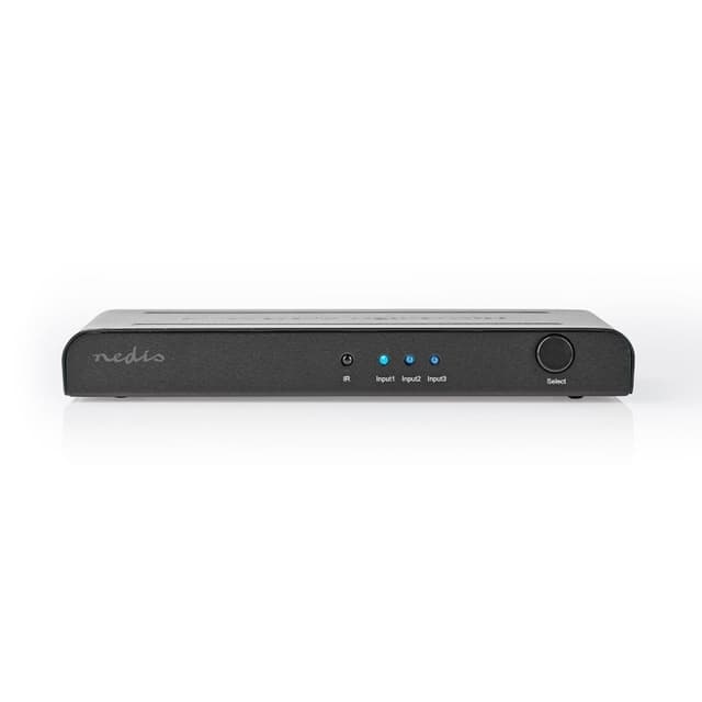 Nedis HDMI ™ Switch | 3-Port port(s) | 3x HDMI™ Input | 1x HDMI™ Output | 4K@60Hz | 18 Gbps | Fjärrstyrd | Metall | Antracit