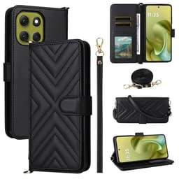 SKALO Motorola Moto G86 Power 5G PU-læder Big Wallet Axelrem Flip Cover - Sort