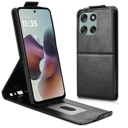 SKALO Motorola Moto G56 5G Vertikalt PU-læder cover Cover - Sort