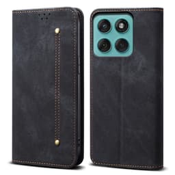 SKALO Motorola Moto G56 5G Jeans Lompakkokotelo - Musta