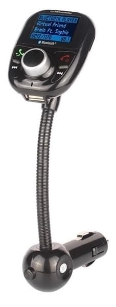 FM-sender med Bluetooth handsfree og billader, Svart
