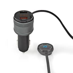 Nedis Bil Audio FM-sender | Fixed | Håndfri opkald | 0.8 "" | LED Skærm | Bluetooth® | QC 3.0 / 5.0 V DC / 1.0 A | Hurtig opladning | Google Assistant / Siri | Sort