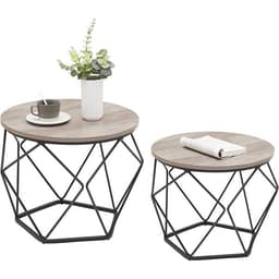 Sofabord med avtakbar plate 2-pk - Tre/Svart