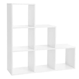 Kirjahylly porrasmaisessa muotoilussa, jossa on 6 lokeroa - Valkoinen